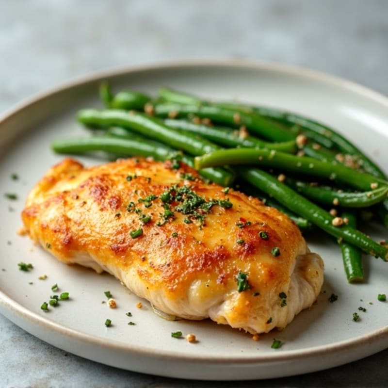 Crispy Lemon Garlic Chicken with Roasted Green Beans