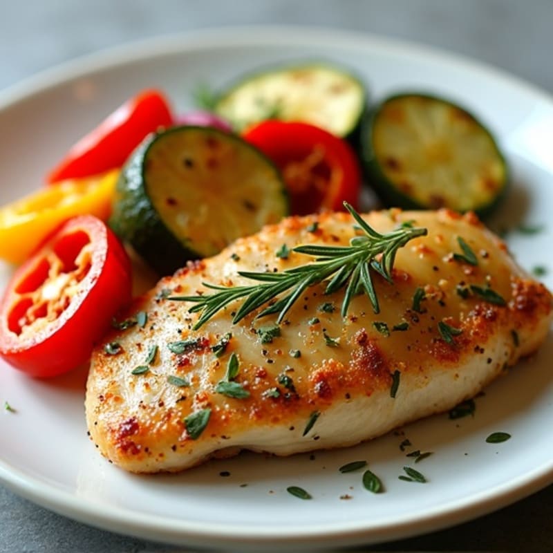 Herb-Crusted Pan Seared Chicken with Roasted Vegetables