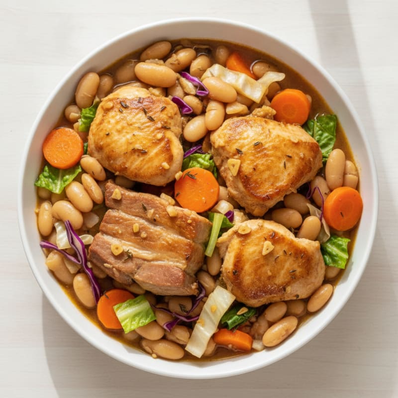 Braised Pork and Chicken Cannellini Bean Stew