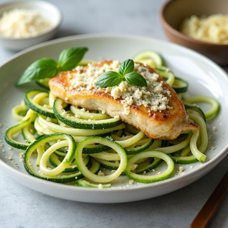 Creamy Pesto Chicken with Zucchini Noodles