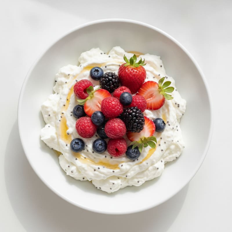 Greek Yogurt Protein Mousse with Mixed Berries