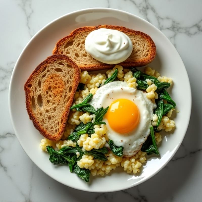 Egg White and Turkey Spinach Scramble with Toasted Bread