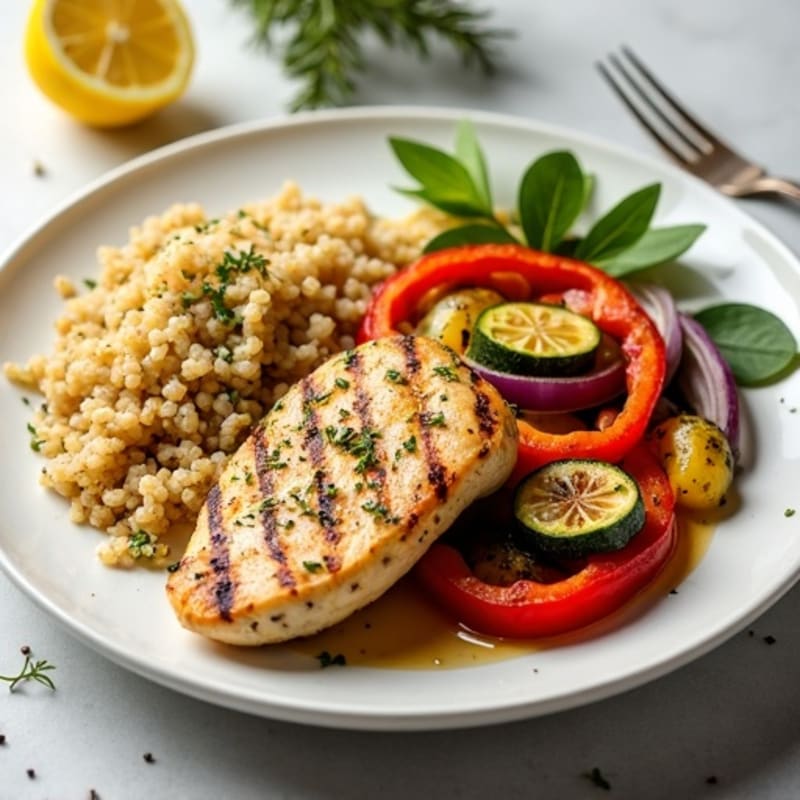 Lemon-Herb Grilled Chicken with Crispy Roasted Garden Vegetables