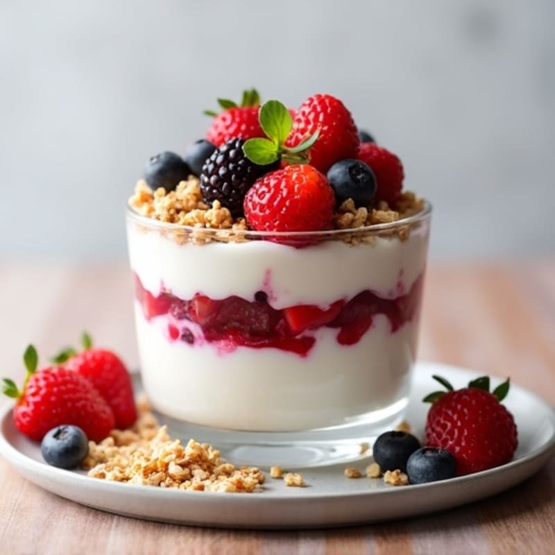 Greek Yogurt Parfait with Mixed Berries and Protein Granola