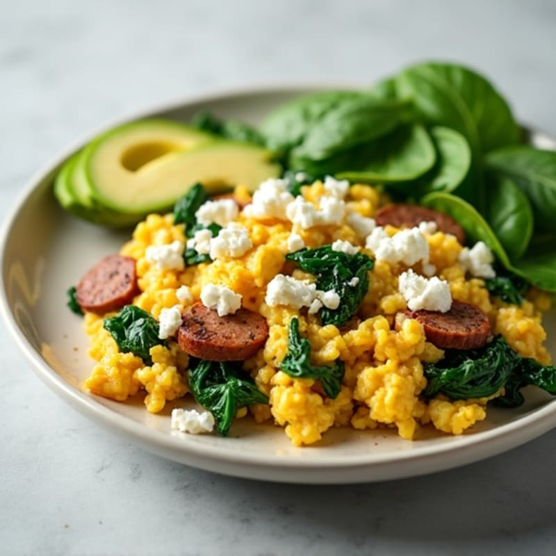 Egg White and Turkey Sausage Scramble with Spinach