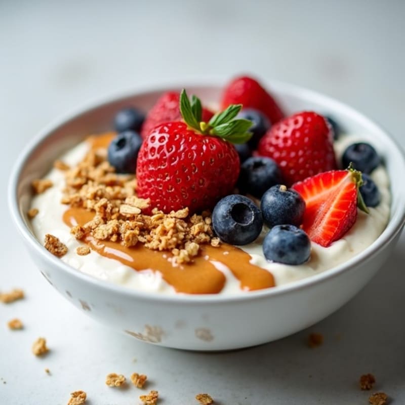 Greek Yogurt Bowl with Mixed Berries and Almond Butter