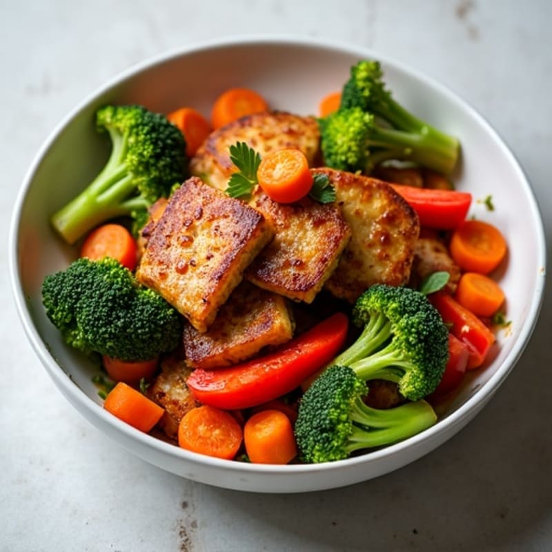Maple Glazed Crispy Tempeh Stir-Fry with Fresh Vegetables