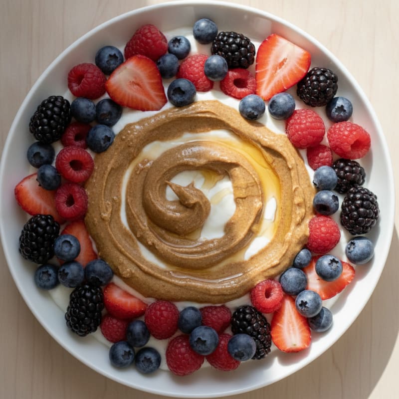Creamy Greek Yogurt Bowl with Mixed Berries and Almond Butter