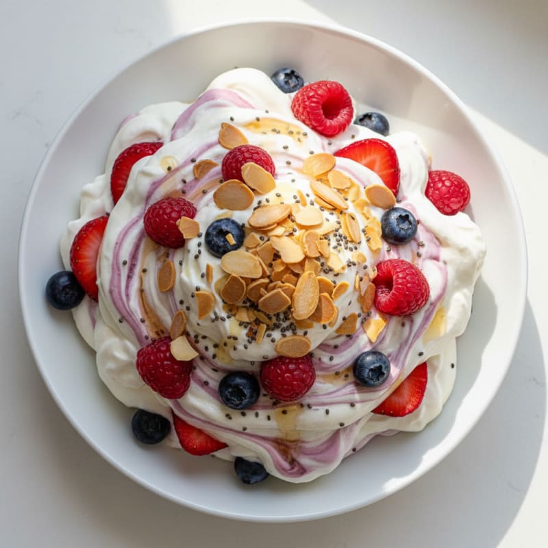 Greek Yogurt Protein Mousse with Mixed Berries