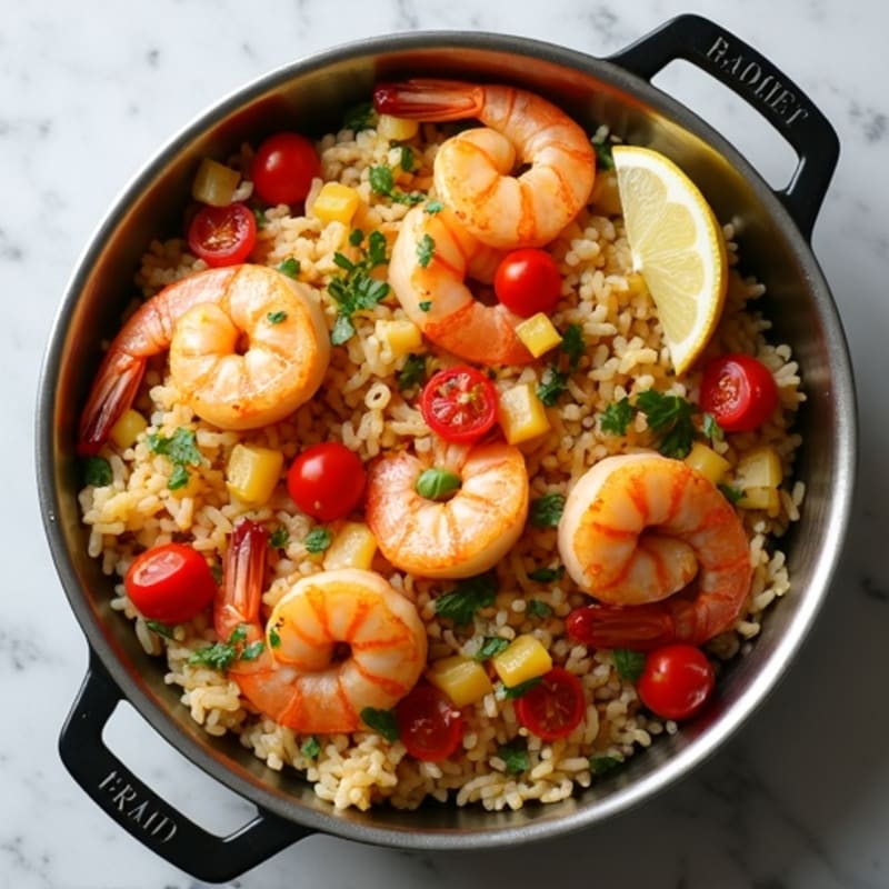 Saffron-Spiced Shrimp and Seafood Rice Skillet