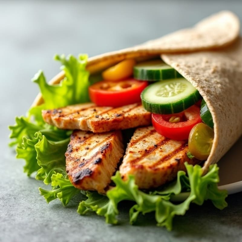 Grilled Chicken and Fresh Crunchy Veggie Wrap