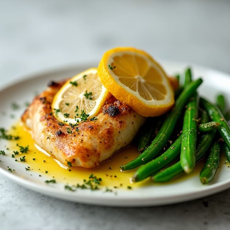 Lemon Herb Roasted Chicken with Crispy Green Beans