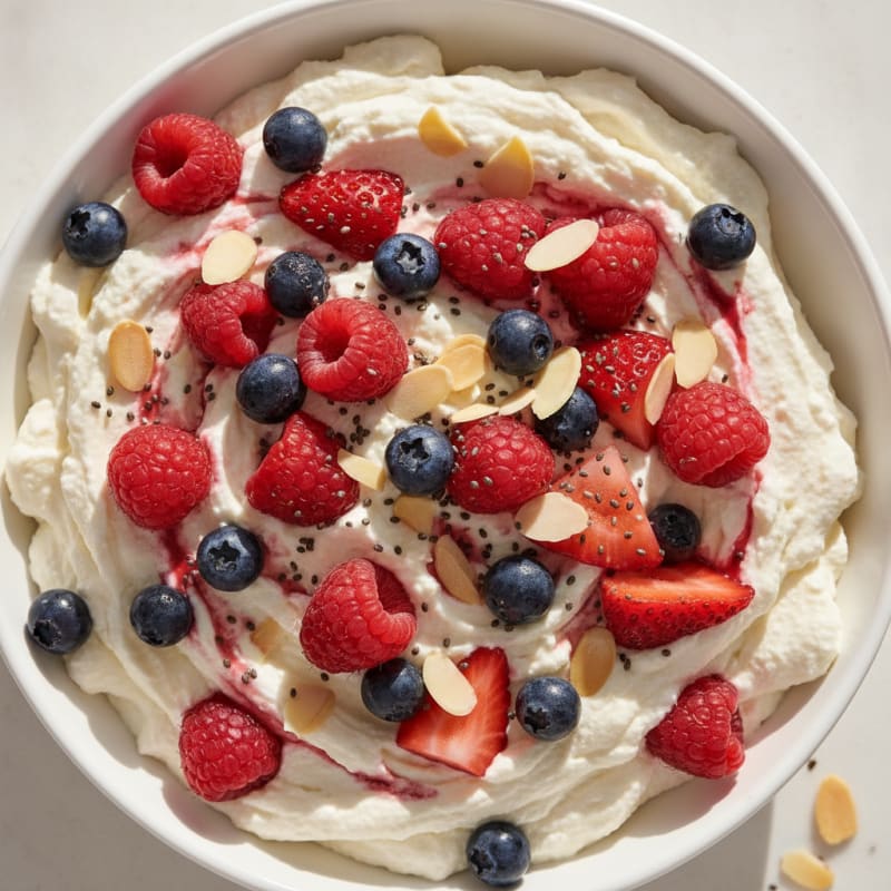 Greek Yogurt Protein Pudding with Mixed Berries
