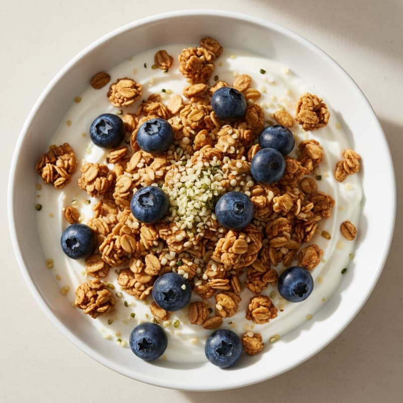 Creamy Greek Yogurt with Protein Granola and Fresh Berries