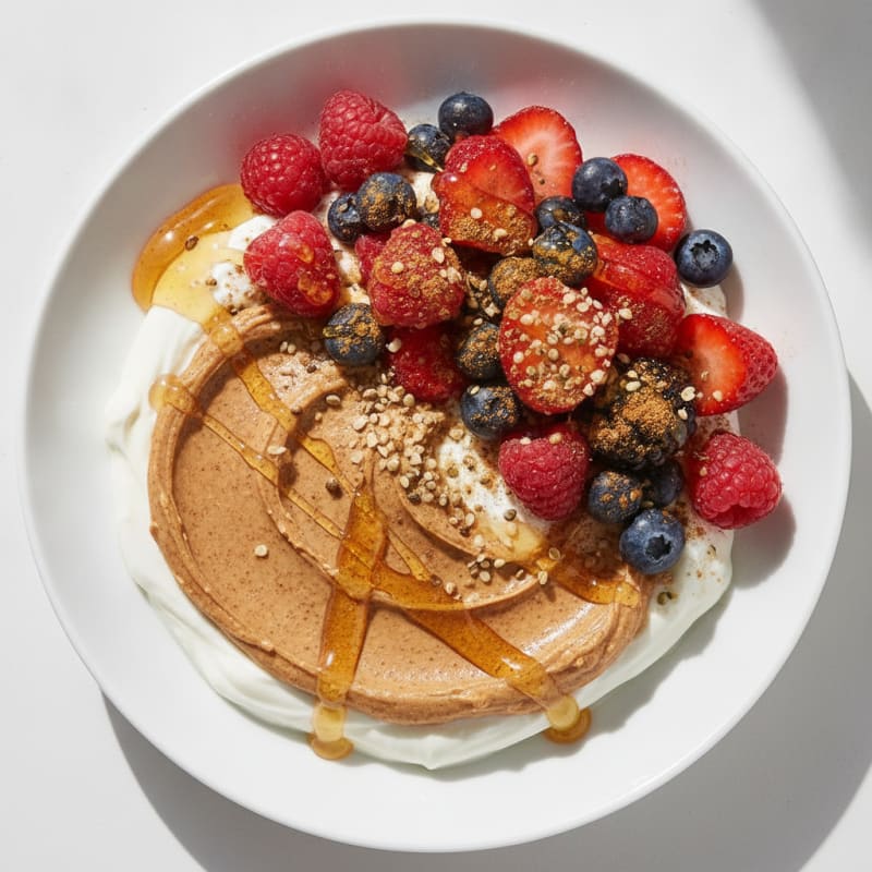 Creamy Greek Yogurt Parfait with Mixed Berries and Almond Butter