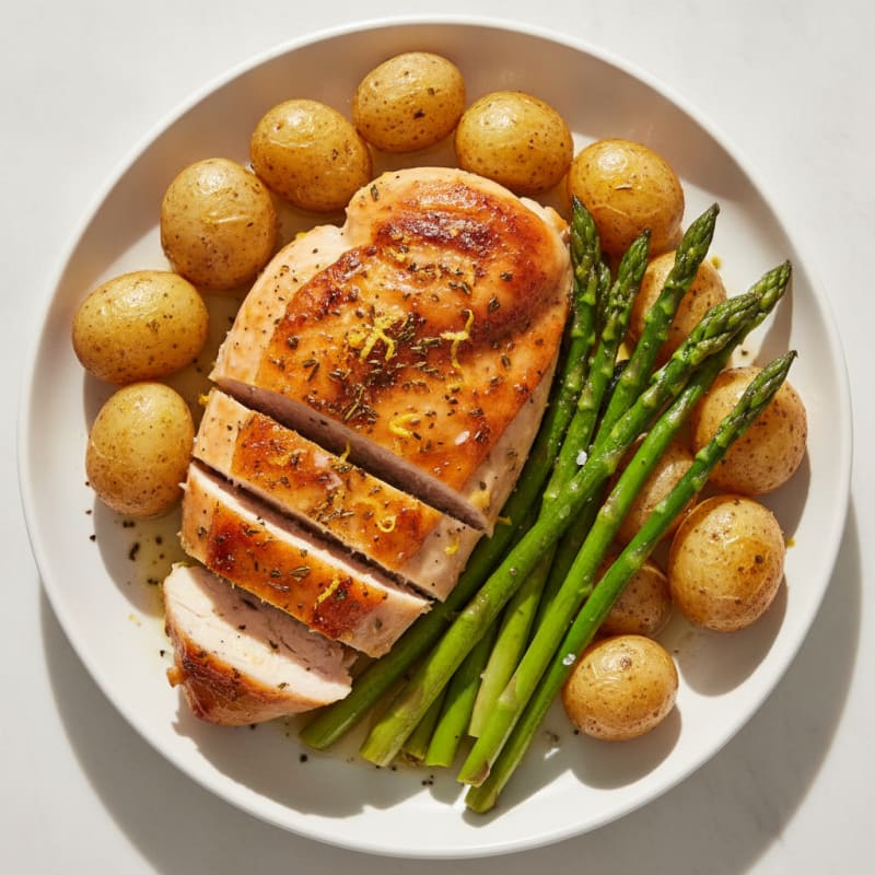 Lemon Herb Roasted Chicken with Asparagus