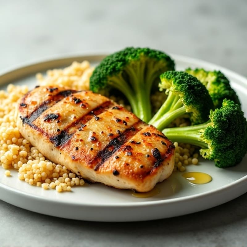 Grilled Chicken Breast with Quinoa and Steamed Broccoli