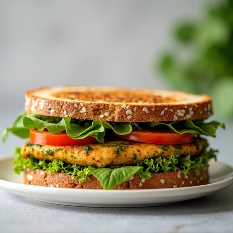 Whole Grain Pesto Chicken Sandwich with Fresh Greens