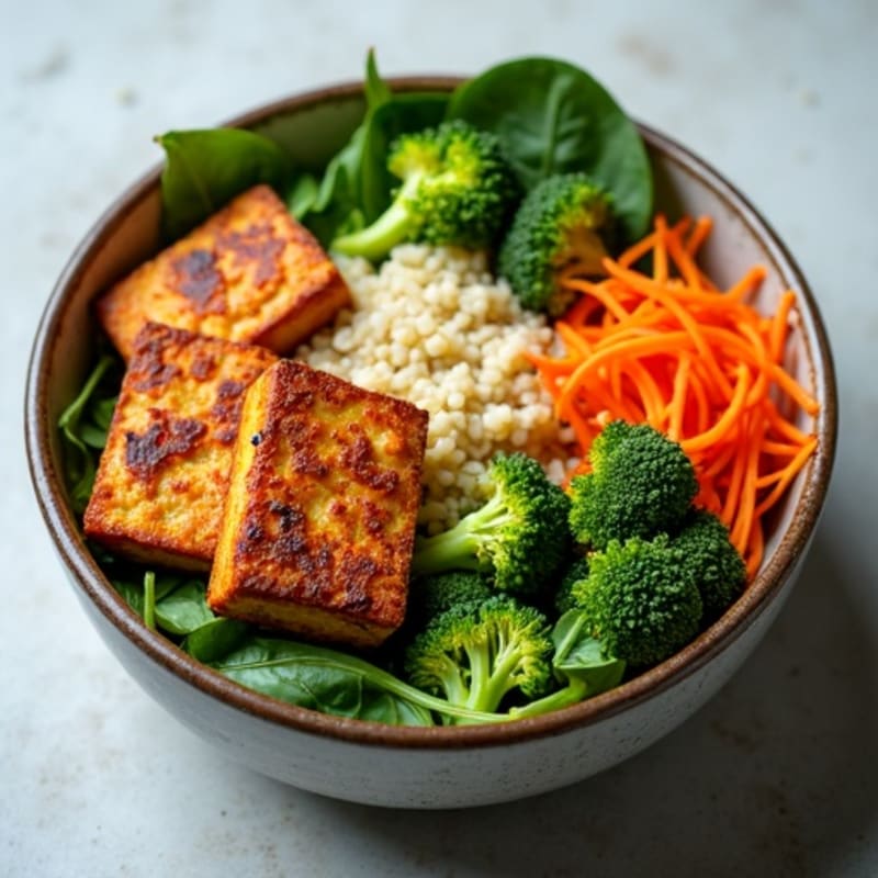 Crispy Baked Tofu Buddha Bowl with Tahini Sauce