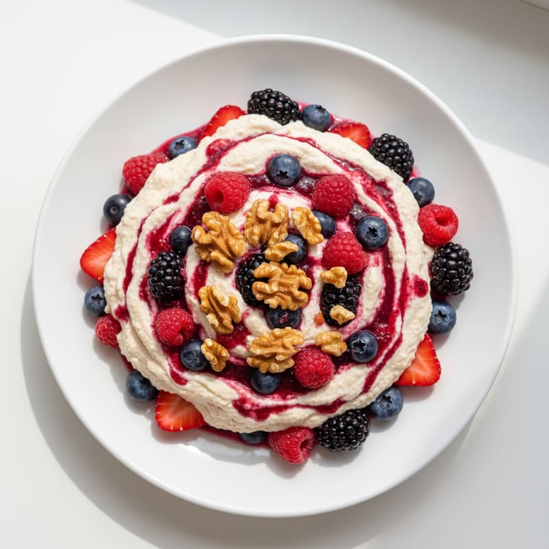 Greek Yogurt Protein Mousse with Mixed Berries