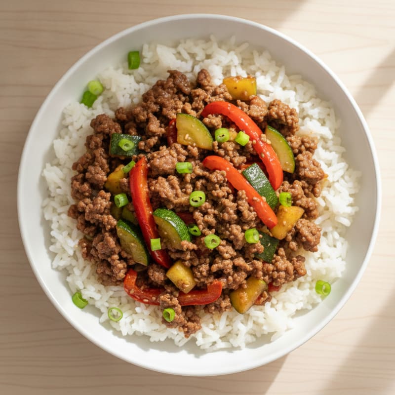 Savory Ground Beef and Rice Bowl