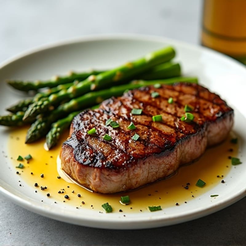 Juicy Pan-Seared Steak with Roasted Asparagus
