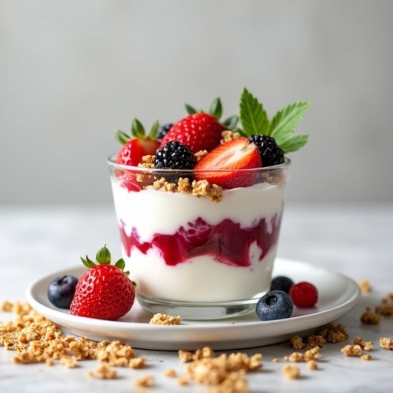 Greek Yogurt Parfait with Berries and Crunchy Almond Granola