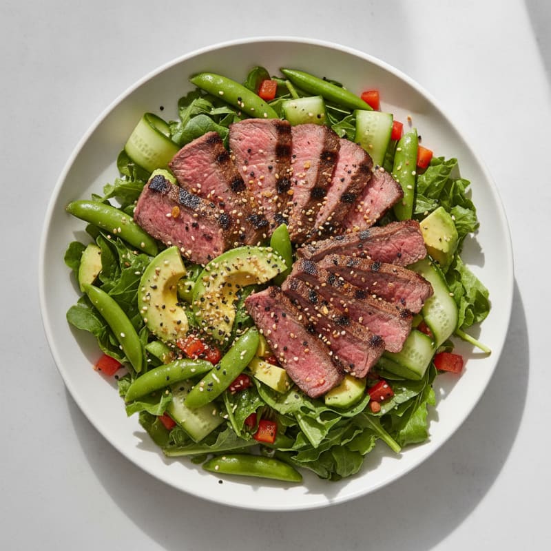 Grilled Beef Steak Salad with Crunchy Vegetables