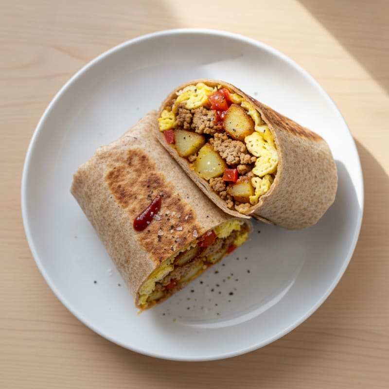 Hearty Egg and Potato Breakfast Burrito