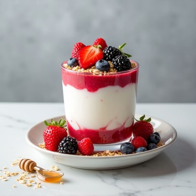 Greek Yogurt Protein Parfait with Mixed Berries and Oats