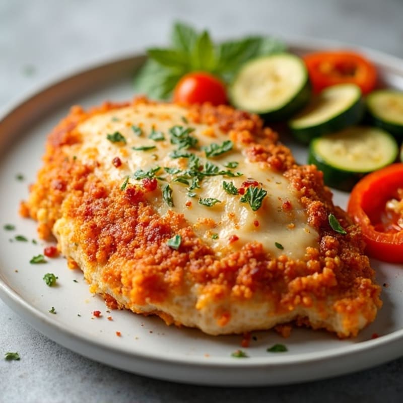 Healthy Crispy Chicken Parmesan with Roasted Vegetables