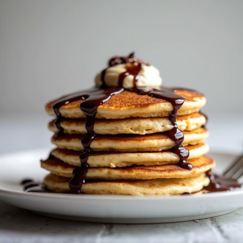 Fluffy Protein Pancakes with Healthy Chocolate Drizzle