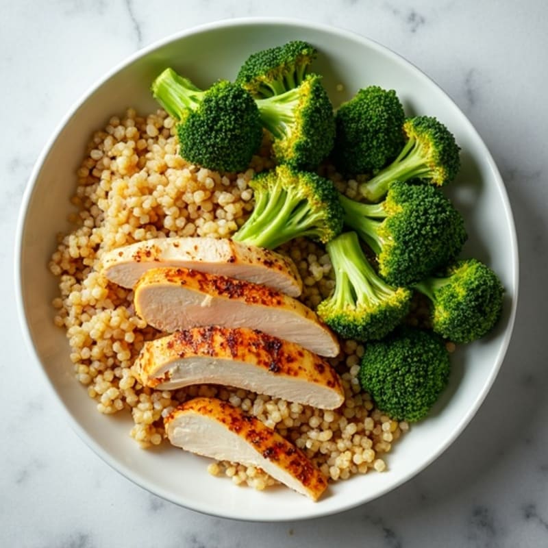 Grilled Chicken and Quinoa Salad with Roasted Broccoli