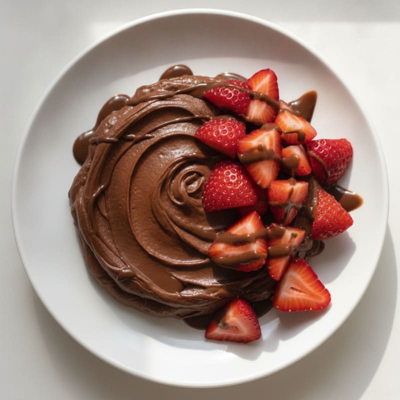 Creamy Chocolate Protein Pudding with Strawberries