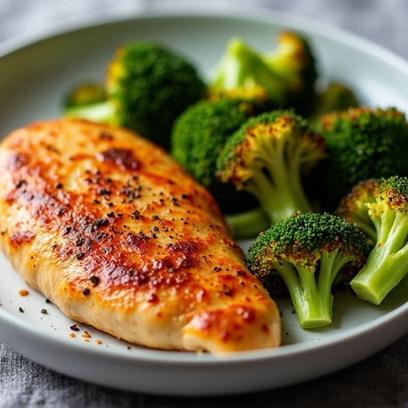 Spicy Baked Chicken Breast with Roasted Broccoli