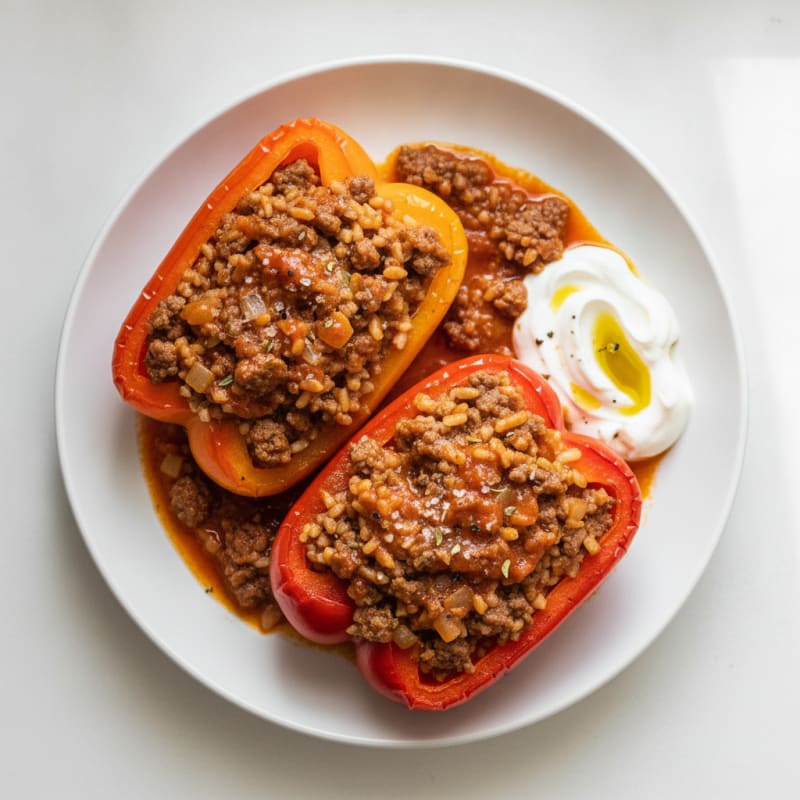Savory Beef and Rice Stuffed Peppers