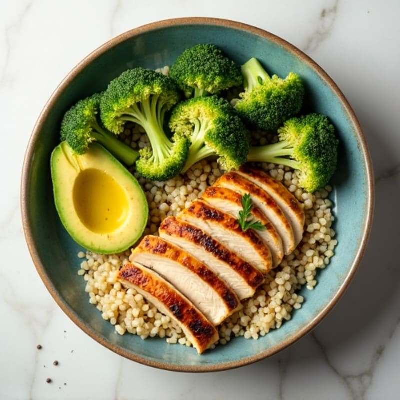 Grilled Chicken and Quinoa Bowl with Roasted Broccoli