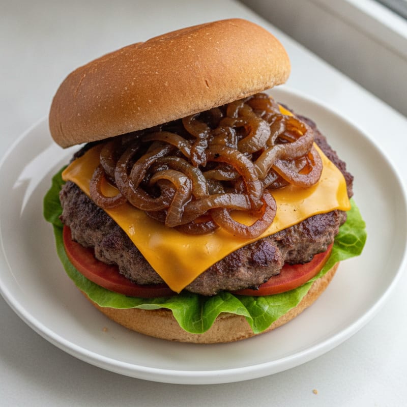 Classic Smash Burger with Caramelized Onions