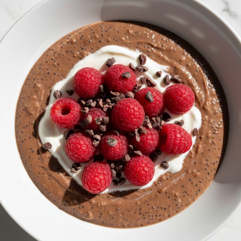 Silky Chocolate Protein Pudding with Chia Seeds
