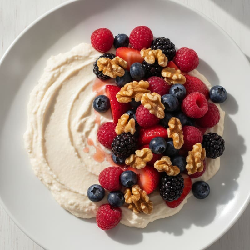 Silky Cottage Cheese Protein Pudding with Mixed Berries