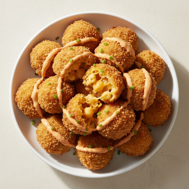 Deep-Fried Mac & Cheese Fritters with Spicy Aioli
