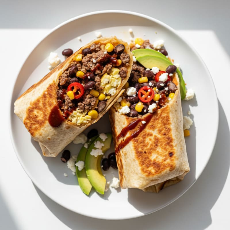 Spicy Lean Ground Beef & Egg Burrito