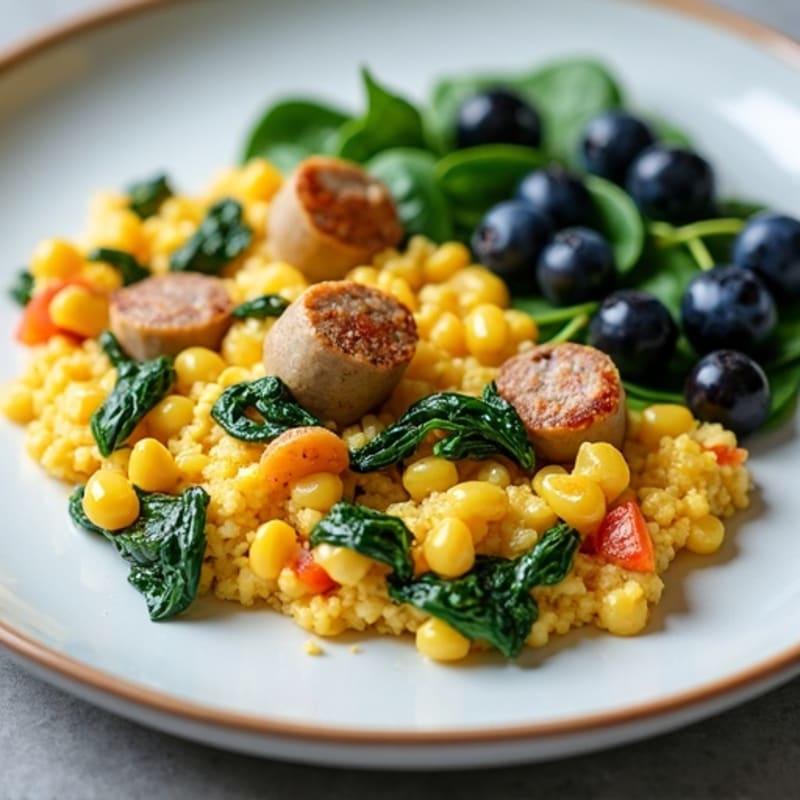 Egg White and Turkey Sausage Scramble with Spinach