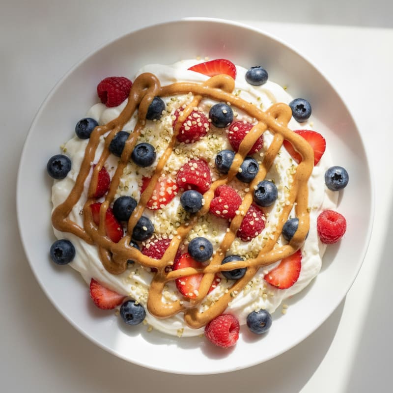Greek Yogurt Protein Parfait with Berries and Almond Butter