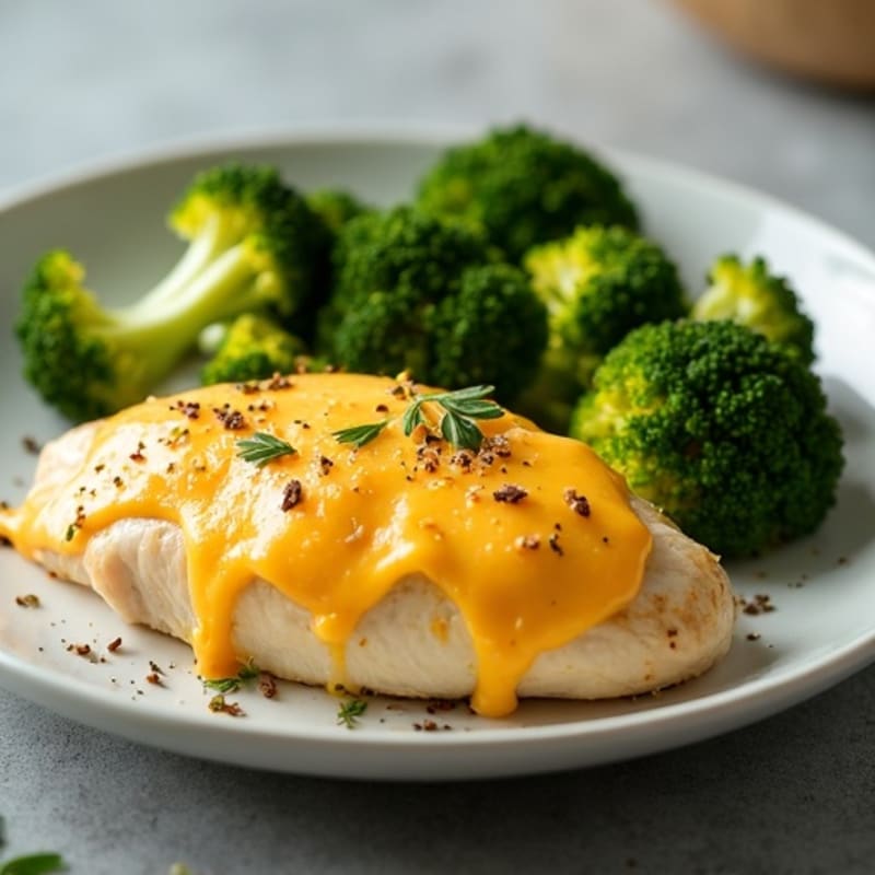 Baked Cheesy Chicken with Roasted Broccoli