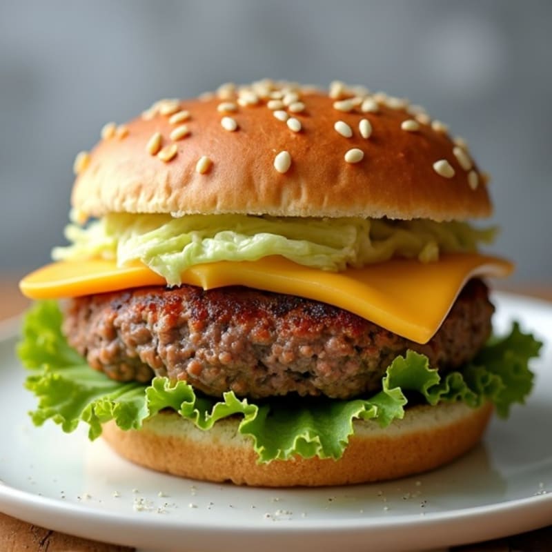 Juicy Lean Ground Beef Patties with Melted Cheddar and Crisp Lettuce