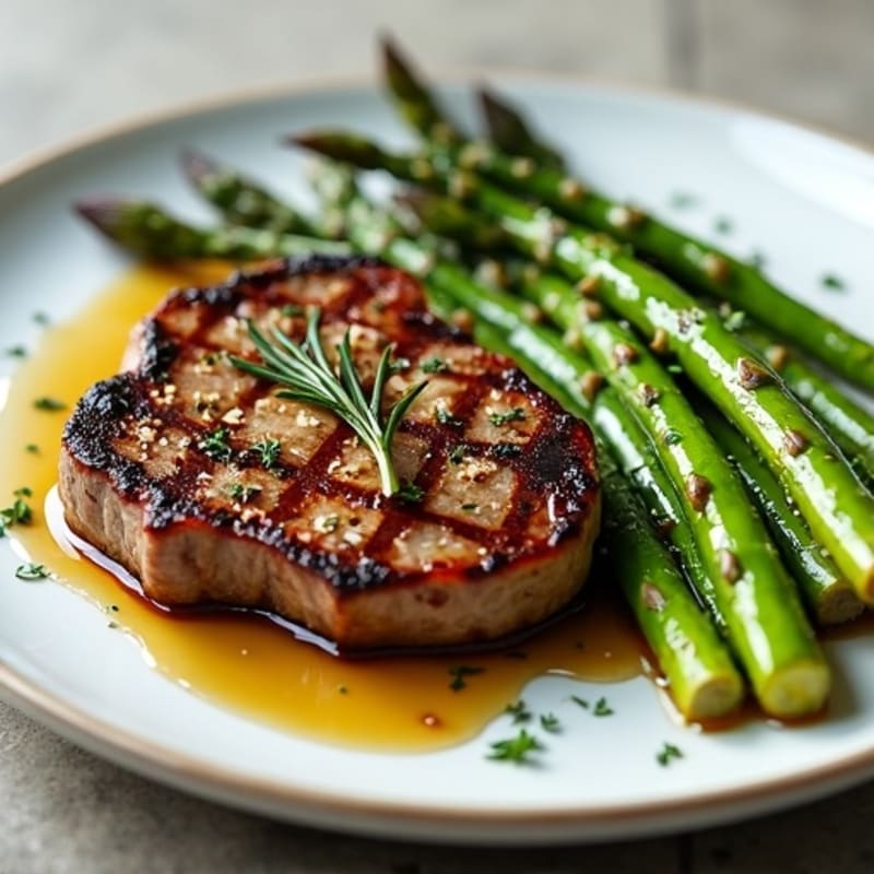 Garlic Herb Seared Steak with Roasted Asparagus