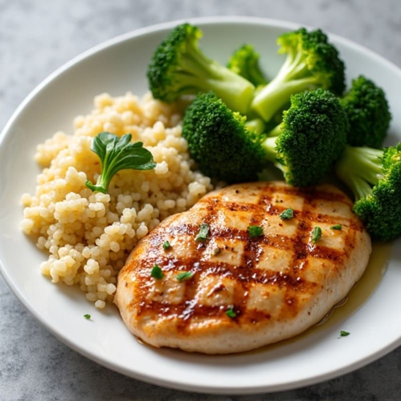 Grilled Chicken Breast with Quinoa and Steamed Broccoli
