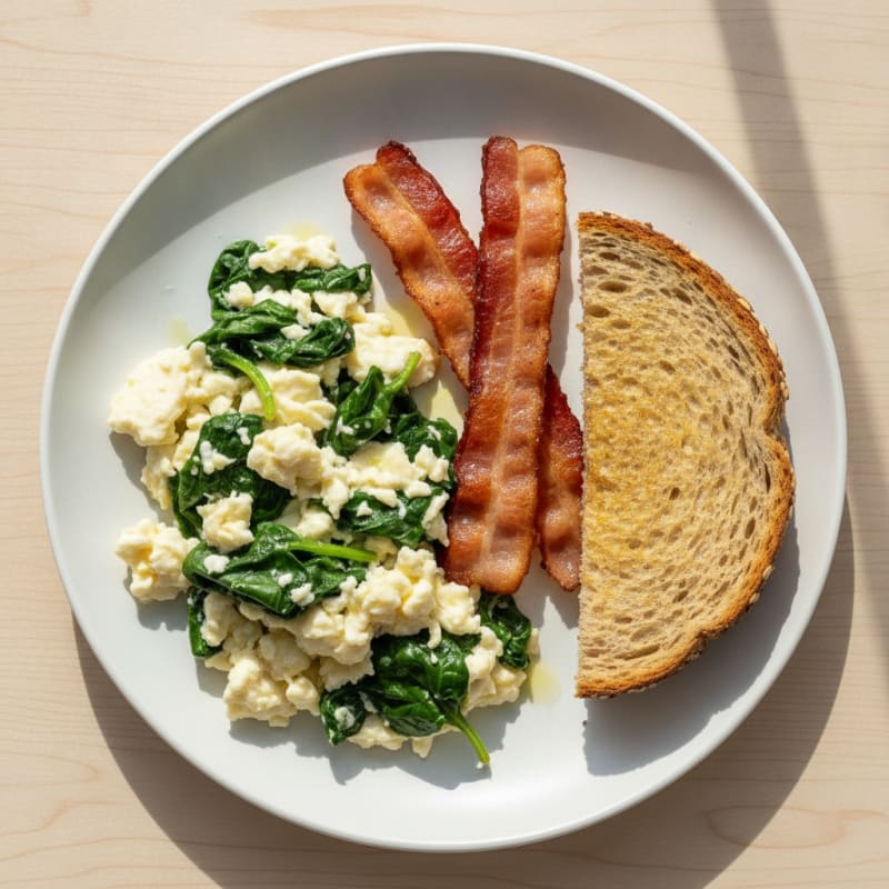 Scrambled Egg Whites with Spinach and Turkey Bacon