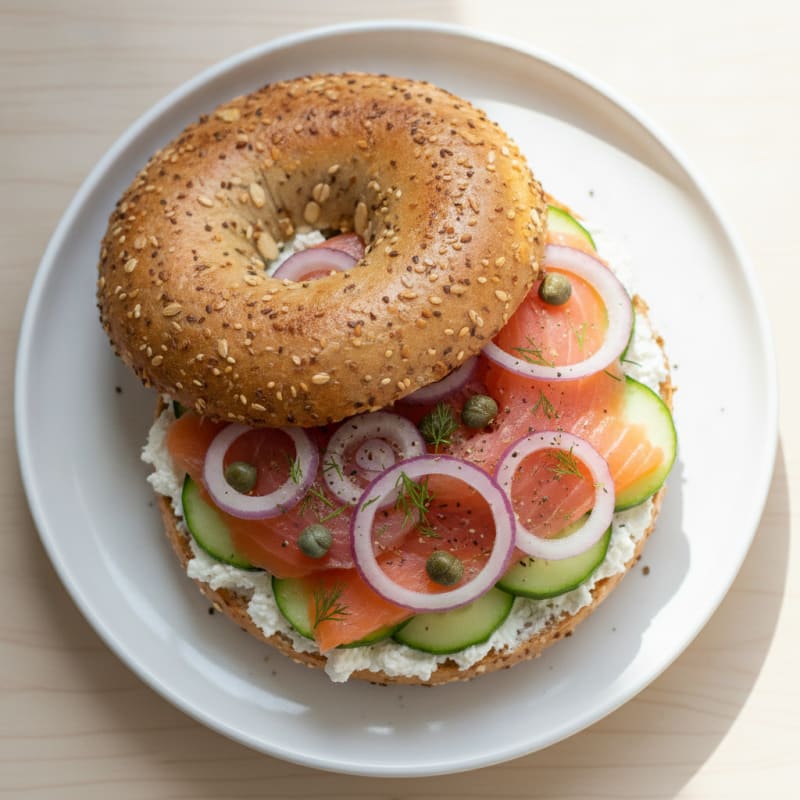 Smoked Salmon Everything Bagel with Cream Cheese